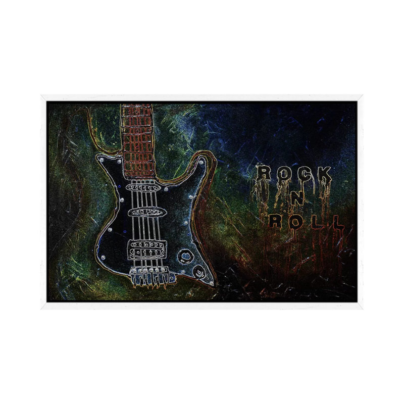 Rockn Roll #1 by Heather Offord - Painting on Canvas, 66.04 cm H x 45.72 cm W, White Framed