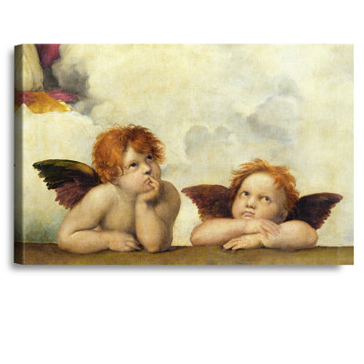 Two Angels Cherubs (detail of the Sistine Madonna) by Raphael World Classic Reproductions For HomeDecor, Luxurious Embossing Frame