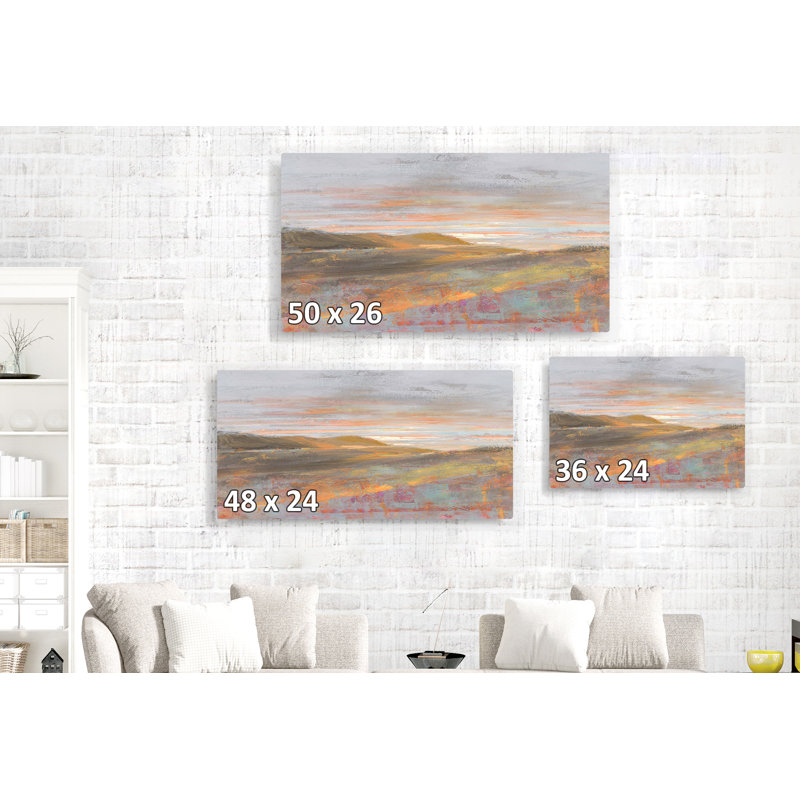 Colline, paysage désertique, occidental, impressionniste, brun, orange, jaune, gris, H 26 po x l 50 po x P 1,5 po