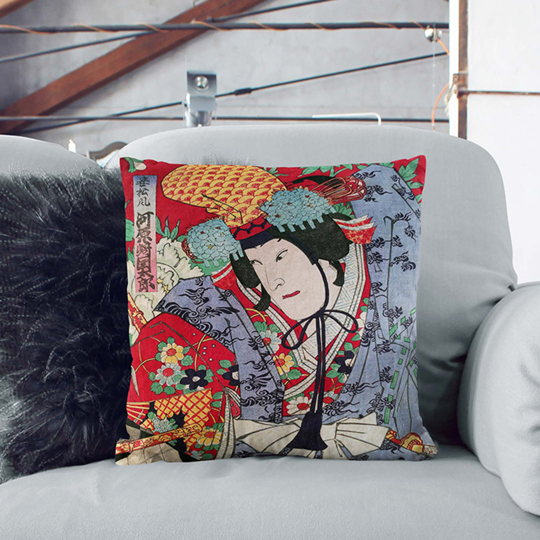 Floral Robes by Toyohara Kunichika Cushion with Filling