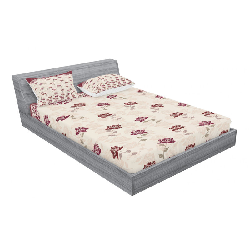 Microfiber Floral Sheet Set, Full Sheet Set with Fitted Sheet