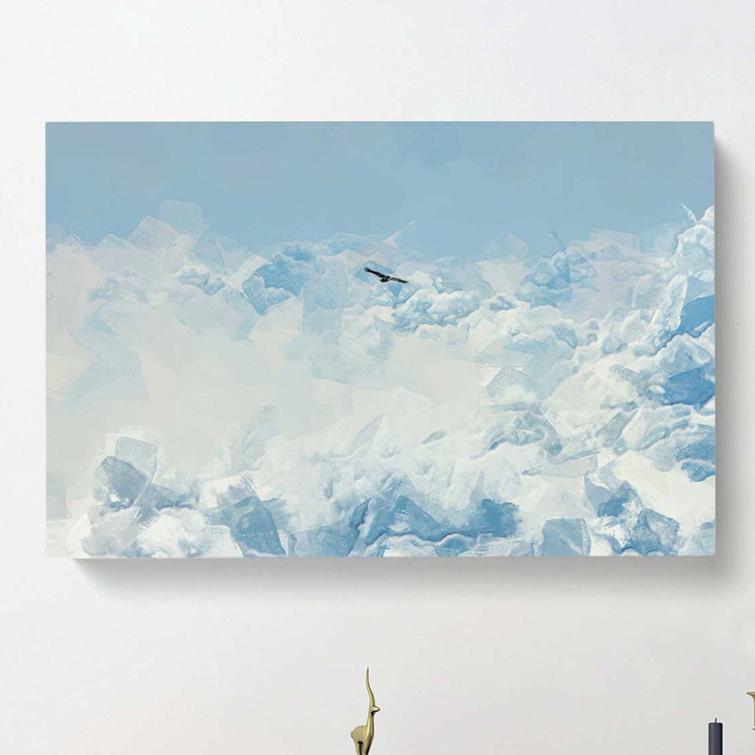 Bird Through the Clouds in Abstract - Wrapped Canvas