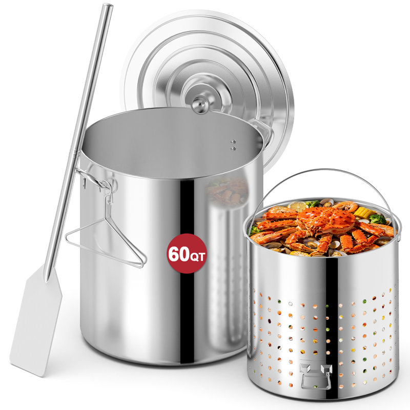 Bouilloire pour fruits de mer en acier inoxydable 30 qt / 40 qt / 60 qt / 80 qt / 100 qt / 120 qt