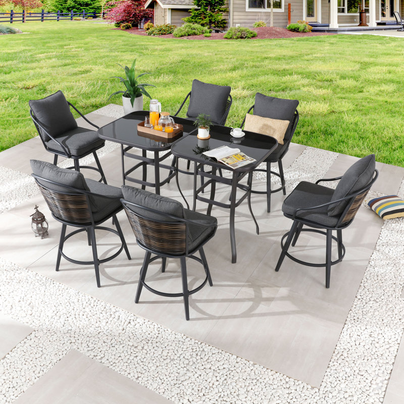 Swinton 6 - Person Wicker Patio Dining Set with Square Table