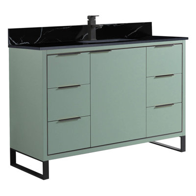 Meuble-lavabo sur pied simple avec plateau en pierre 48 po Gerzon