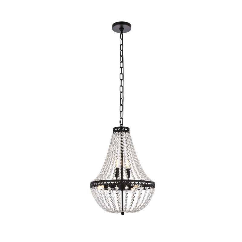 Priyanka 5 - Light Crystal Dimmable Teardrop Chandelier, Black