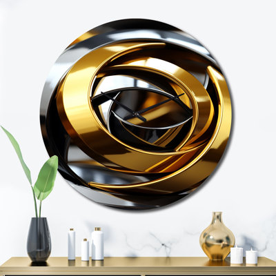 Horloge murale en métal - Tourbillon circulaire futuriste or et argent