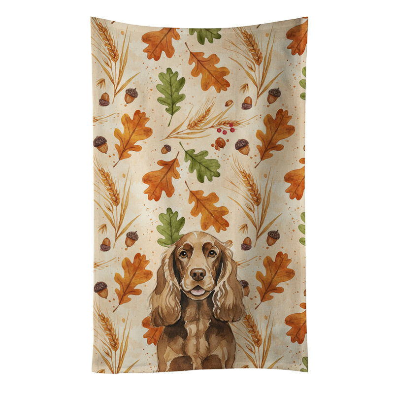Liver English Cocker Spaniel Heirloom Fall Kitchen Towel, Liver English Cocker Spaniel