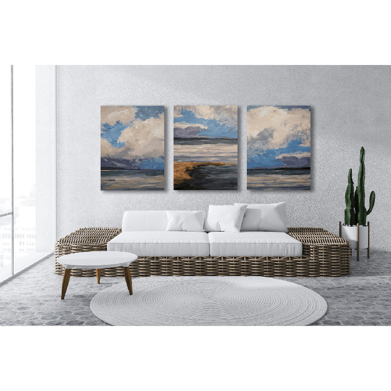 «Celedon Set» par John Beard, reproduction d'art sur toile tendue, H 24 po x l 60 po x P 1,5 po, Unframed
