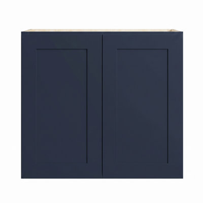 Armoire murale bleu marine Shaker, structure en bouleau massif, boîte d'armoire en contreplaqué, tablette réglable, finition matte douce, plusieurs tailles