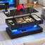 Table basse à plateau relevable de 47,3 po avec lumières DEL RVB APP, station de charge USB et CA, table de rangement haute brillance réglable en hauteur pouvant supporter 180 lb-662380723-662380733