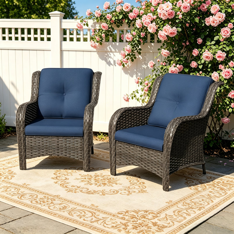 Fauteuil d'extérieur en polyéthylène (PE) pour 2 personnes avec coussins, Bleu