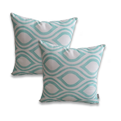 Printed Outdoor On White Base Pillow Cover ( Set Of 2)