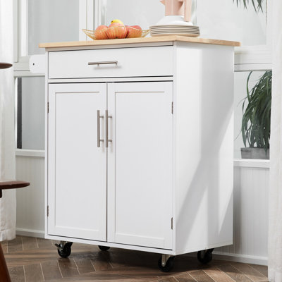 Chariot pour îlot de cuisine en blanc - avec tiroir, armoire et porte-serviettes pour un chariot d'organisation durable et un espace de rangement spacieux