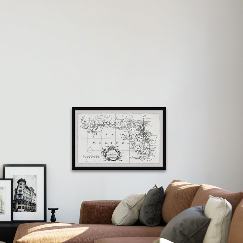«Vintage Map of Florida II», reproduction d'art graphique sur papier encadré, H 16 po x l 24 po x P 1,5 po