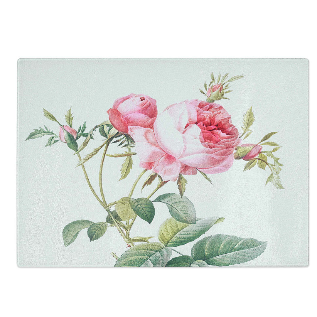 Tempered Glass Cabbage Roses in Bloom by Pierre-Joseph Redoute Chopping Board