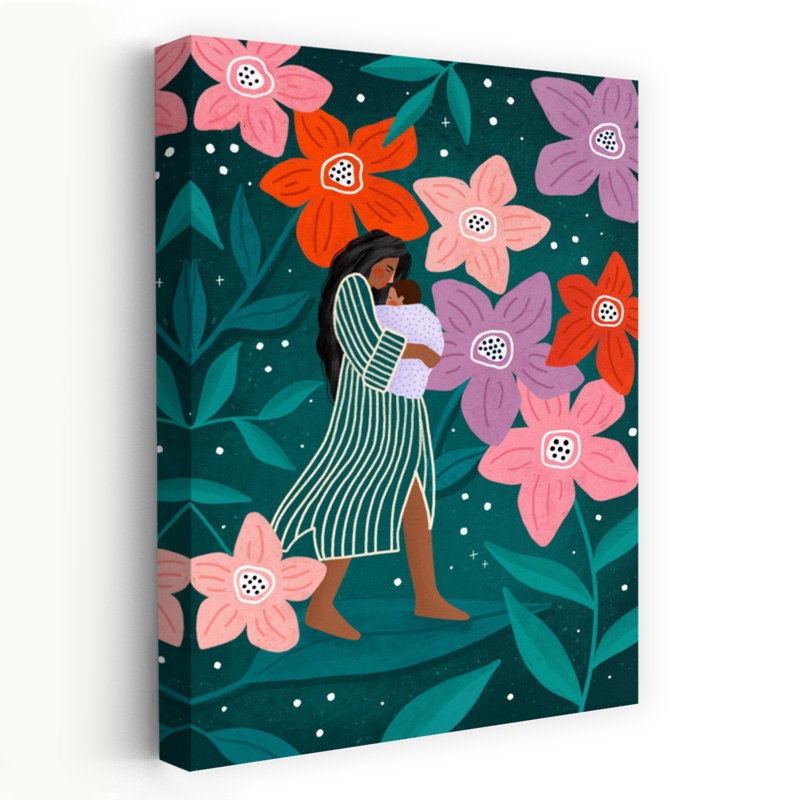 Maternal Garden Stroll Colorful Peaceful Serene Flower Nature Wall Art Print 1 Piece Wrapped Canvas Wall Art