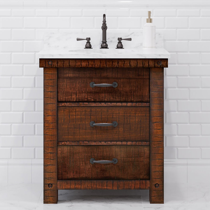 Ailani 30'' Single Bathroom Vanity with Top, Carrara White, Rostic Sienna