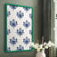 Motif de fleurs indigo I, reproduction encadrée - bois massif-830371614-830371589