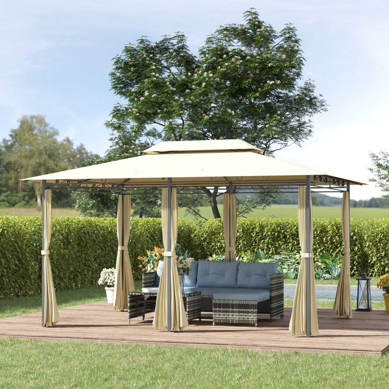 Abri de jardin avec auvent et rideaux