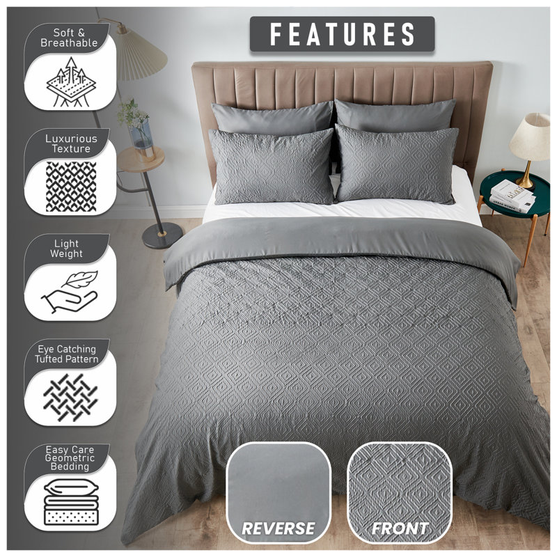 Polyester Geometric Shapes Duvet Cover with Pillowcases, UK Double - DE 200 x 200 cm