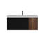 Meuble-lavabo de 48 po en noyer Grace avec lavabo à surface solide blanc brillant et tiroirs noirs doux, meuble-lavabo mural flottant pour salle de bain moderne, sans drain ni robinet, pré-assemblé
