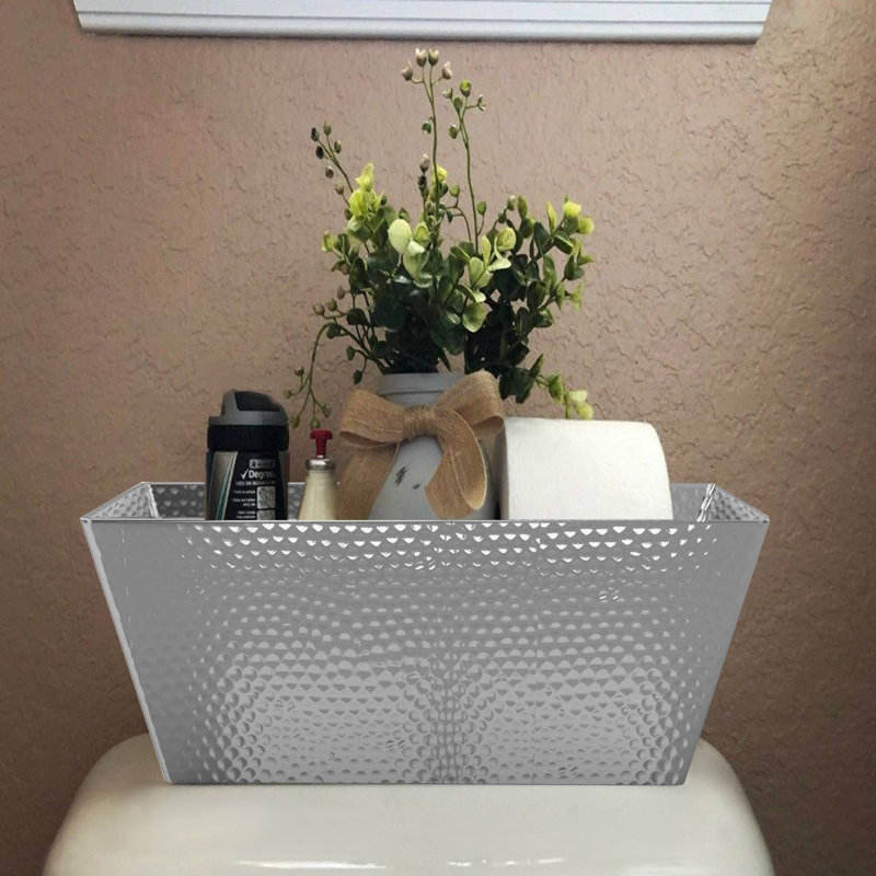 Plateau de toilette Oneita en métal martelé | Finition argent, Brillant