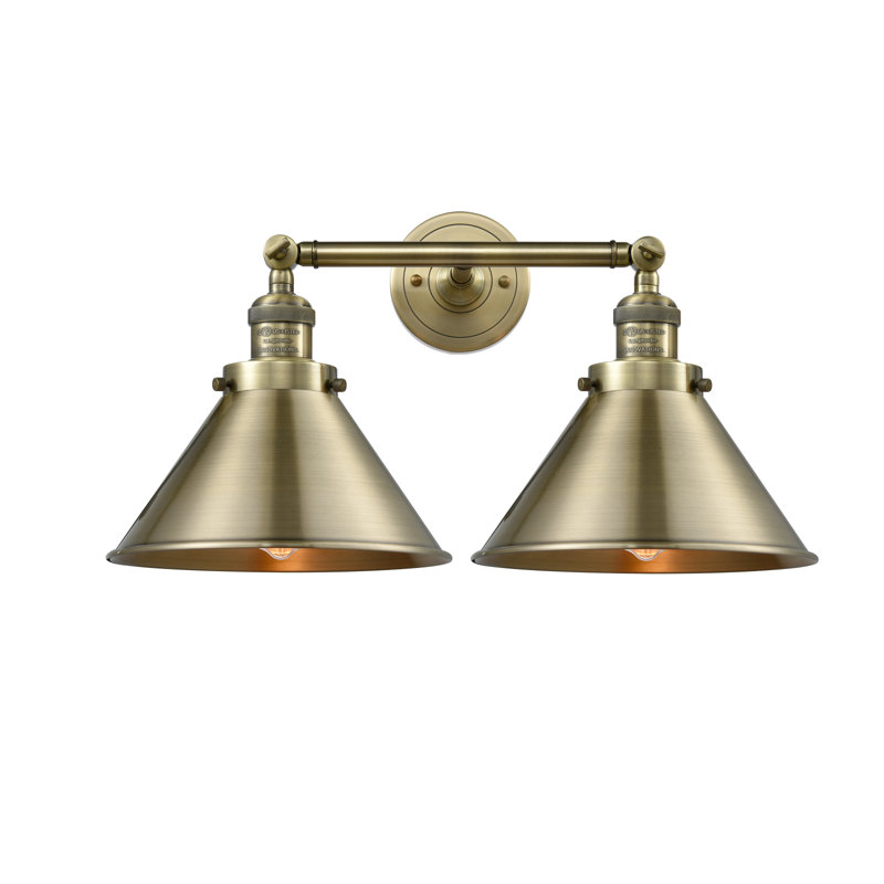 Reppert 2 - Light Dimmable Vanity Light, 6 Watt Vinage LED Bulb, Antique Brass, Antique Brass