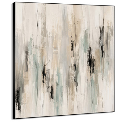 Très grand art mural imprimé sur toile - Beige, gris, sauge, vert, noir, motif abstrait vertical pour le salon ou la chambre à coucher - «Assemblage requis du cadre (cadre non fini)»