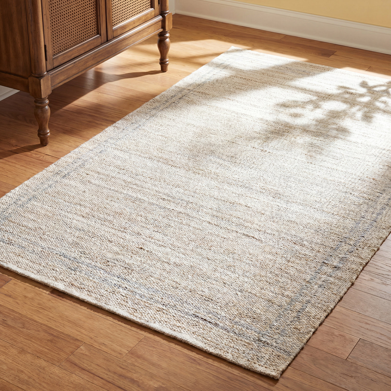 Lavande Wool Area Rug in Ivory, Rectangle 8' x 10'
