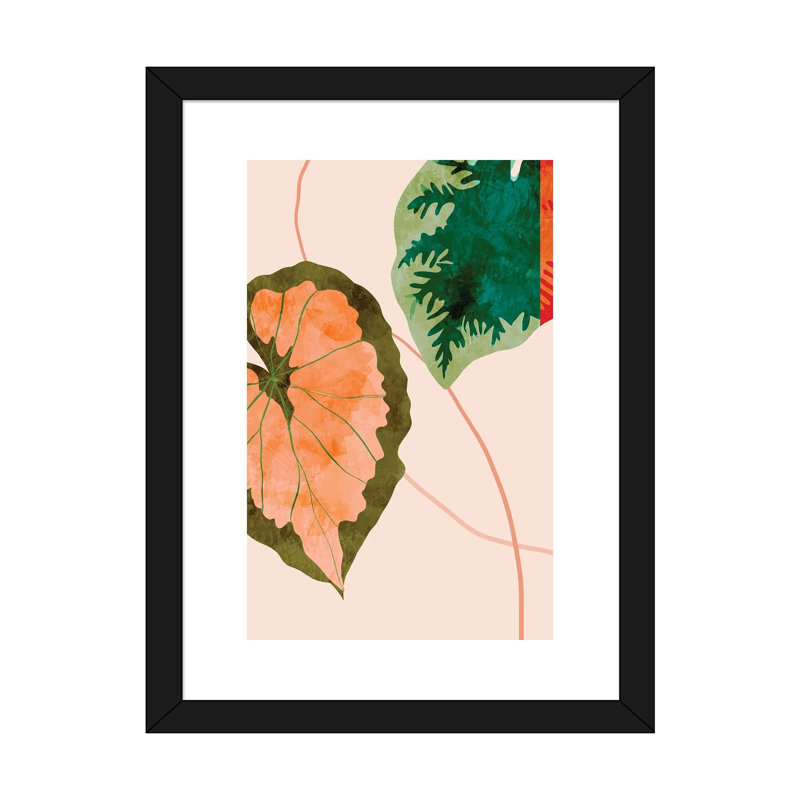 «Tropical Leaves I» par Ana Rut Bré - impression d'art graphique, Papier encadré noir, Blanc, H 32 po x l 24 po x P 1 po