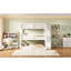 Lit superposé triple double, blanc, escalier de rangement, conception séparée, pin de haute qualité, construction solide stable et facile à installer-129996420