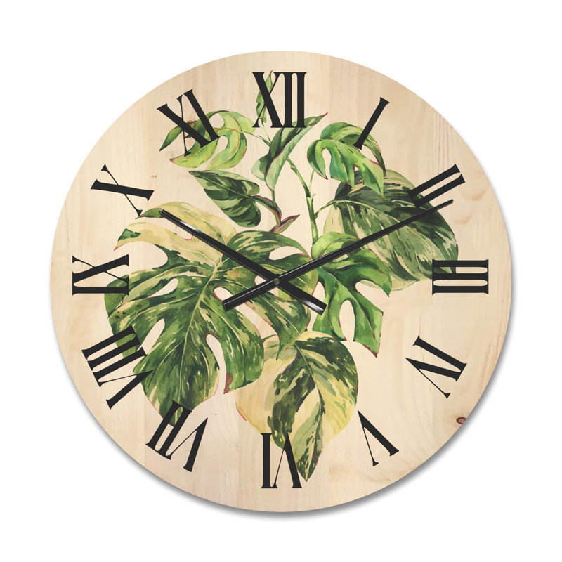 Horloge murale en bois Tropical Leaves, Petit