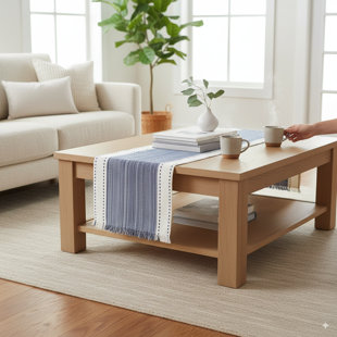 Cotton Woven Table Runner and Placemats, Dining Table Runner, Farmhouse Style Dresser Scarf