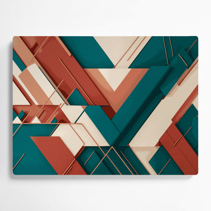 «Geometric Abstraction 92», art mural en métal vert, H 11 po x l 14 po