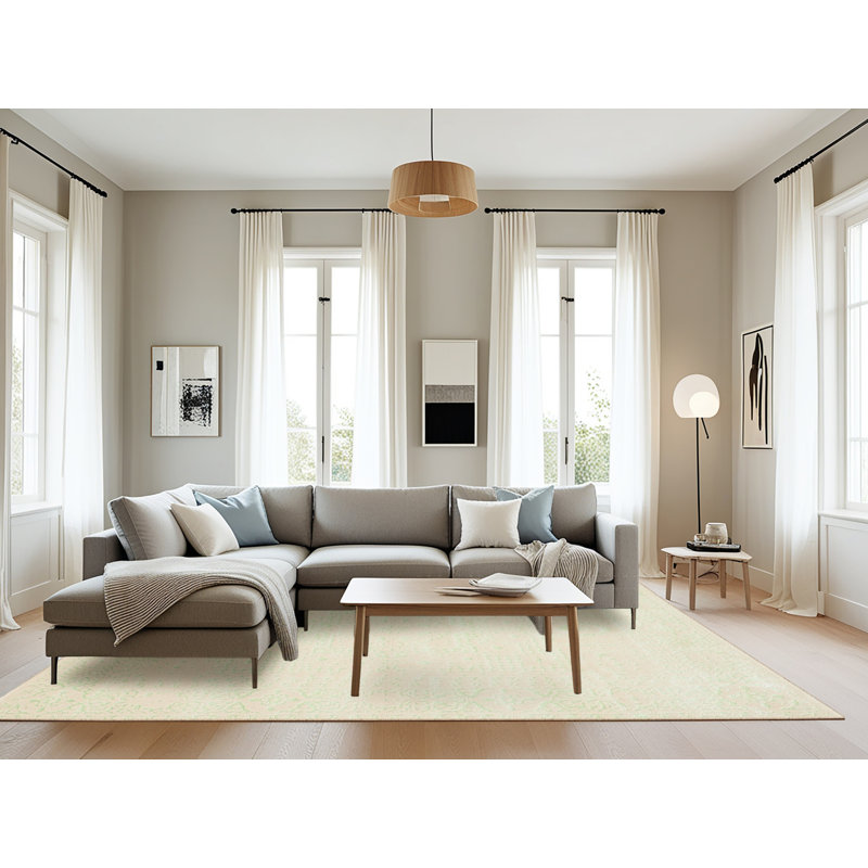 Tapis beige contemporain, Rectangle 8 pi x 10 pi