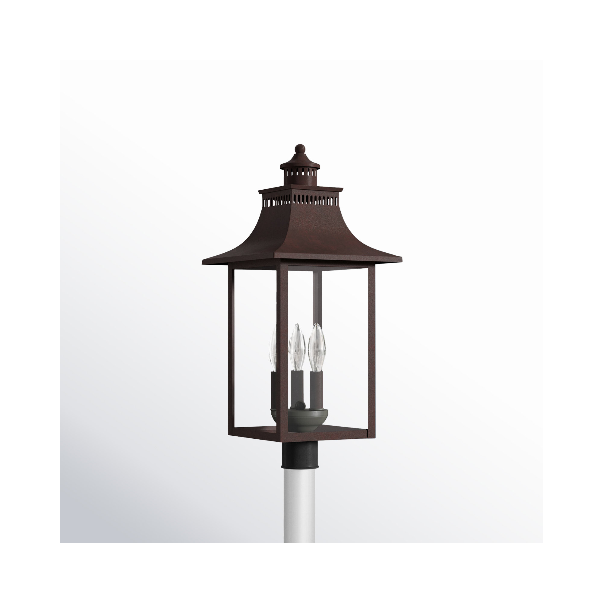 Amarone Transparent Metal Outdoor Lantern Head, Copper Bronze