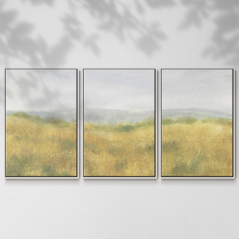 Wheat Fields I - Toile encadrée multi-pièces, H 24 po x l 48 po x P 2 po, Blanc