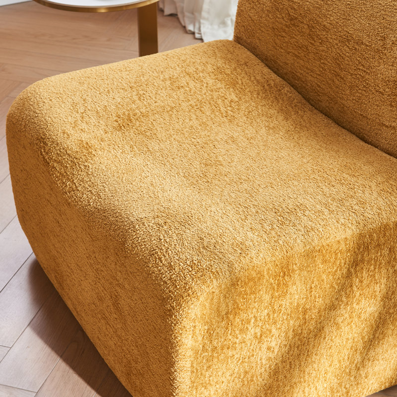 Fauteuil de plancher en velours, fauteuil simple de conception minimaliste, fauteuil sans accoudoirs à compression entièrement éponge, avec repose-pieds