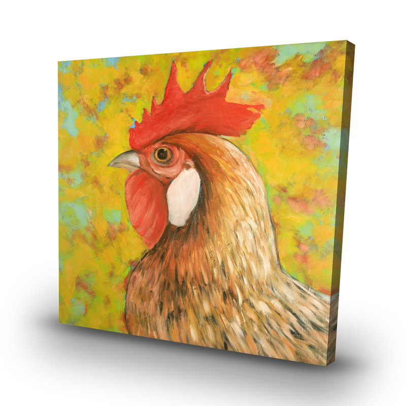 Colorful chicken - 32"x32" art on canvas