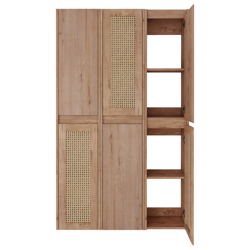 Armoire de salle de bain 36 po avec fermeture en douceur, 6 portes, unité murale de style moderne