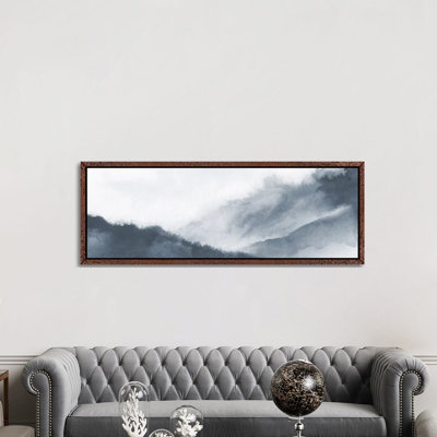 Misty Mountains In Grey Watercolour - Panoramic Painting on Canvas