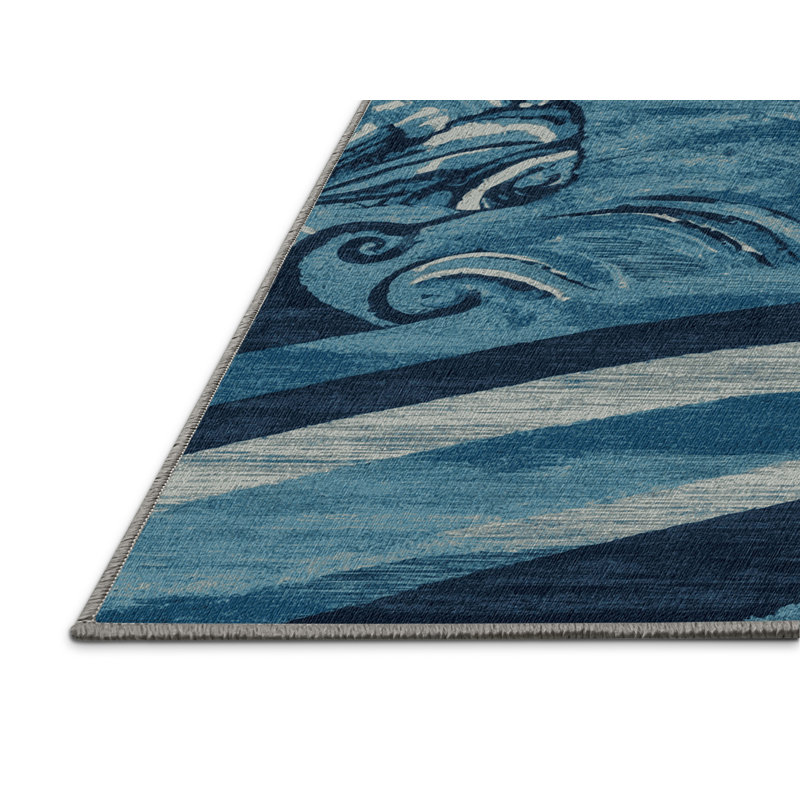 Tapis bleu marine lavable, Rectangulaire 2 pi x 3 pi