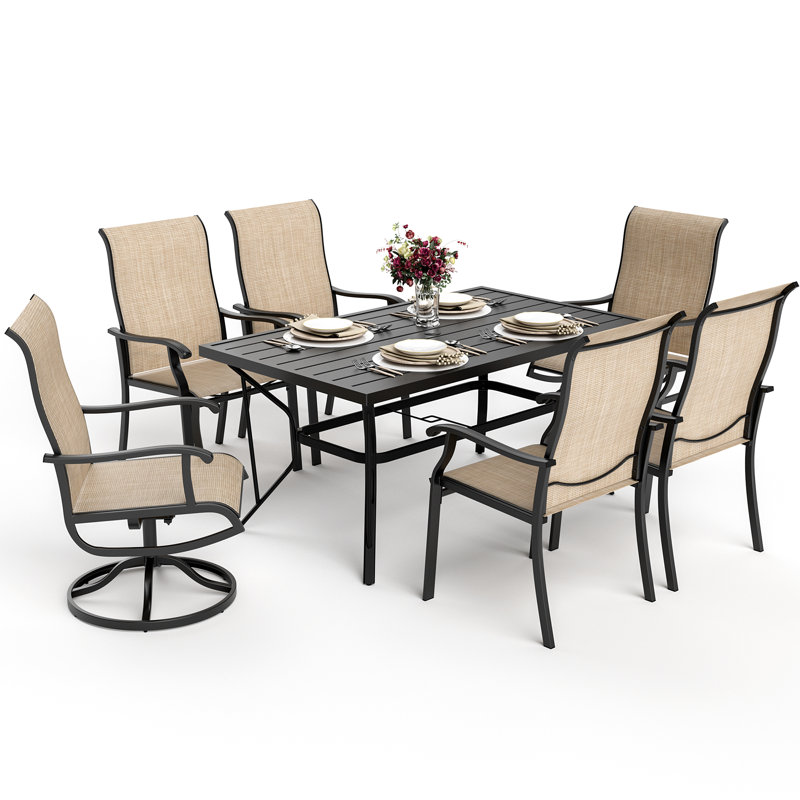 Urbai 6 - Person Patio Dining Set with Rectangular Table, Beige