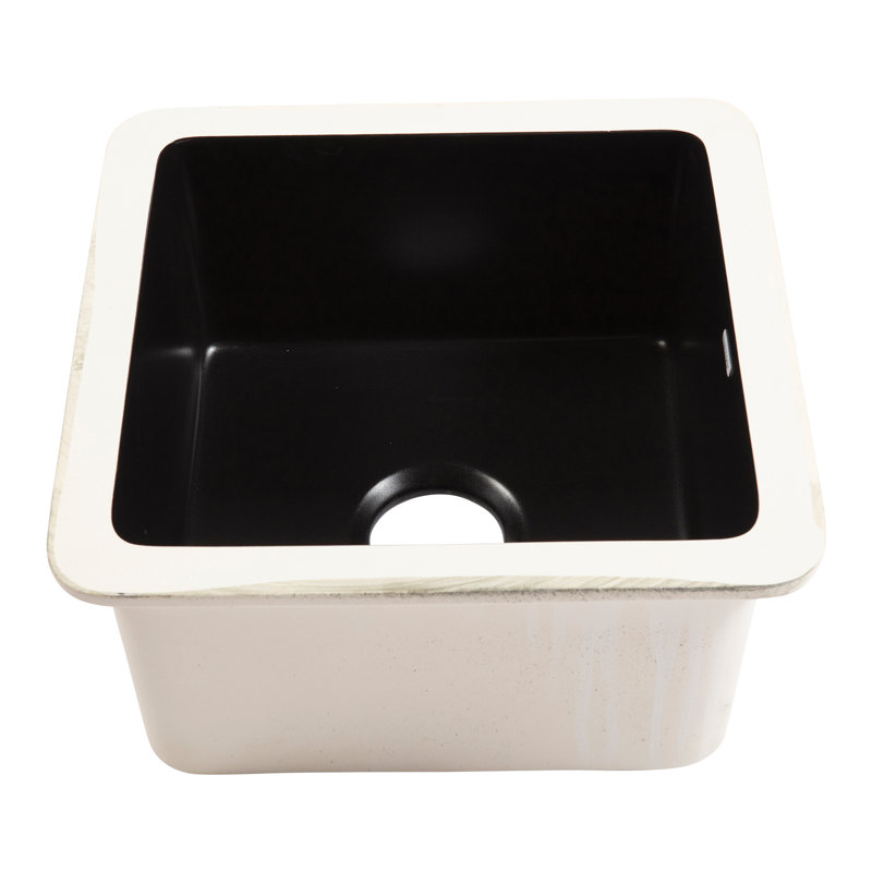 Évier de cuisine Eden de 18 po en céramique réfractaire noir mat à cuve unique, à encastrer sous plan, 18", Noir mat