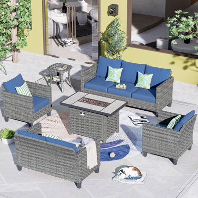 Bilbania 8 - Person Patio Conversation Set with Cushions