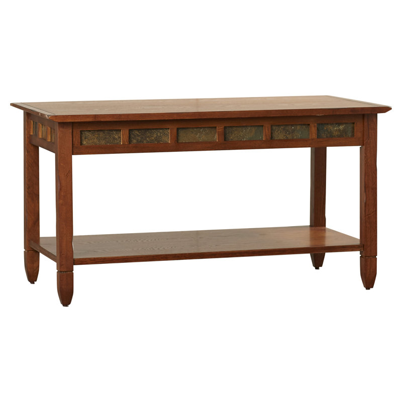 Rustic Solid Wood Slate Coffee Table, Rustic Oak