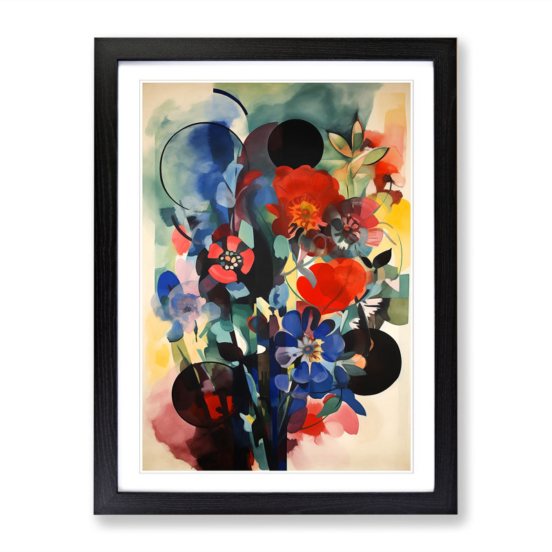 Bauhaus Flowers Vol.1 - Single Picture Frame Print, 46cm H x 34cm W, Black Framed
