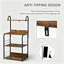 4-Tier Rustic Brown Baker's Rack with Storage, Freestanding Microwave Stand with 4 Hooks, Space-Saving Kitchen Storage Unit for Spices, Pots and Pans