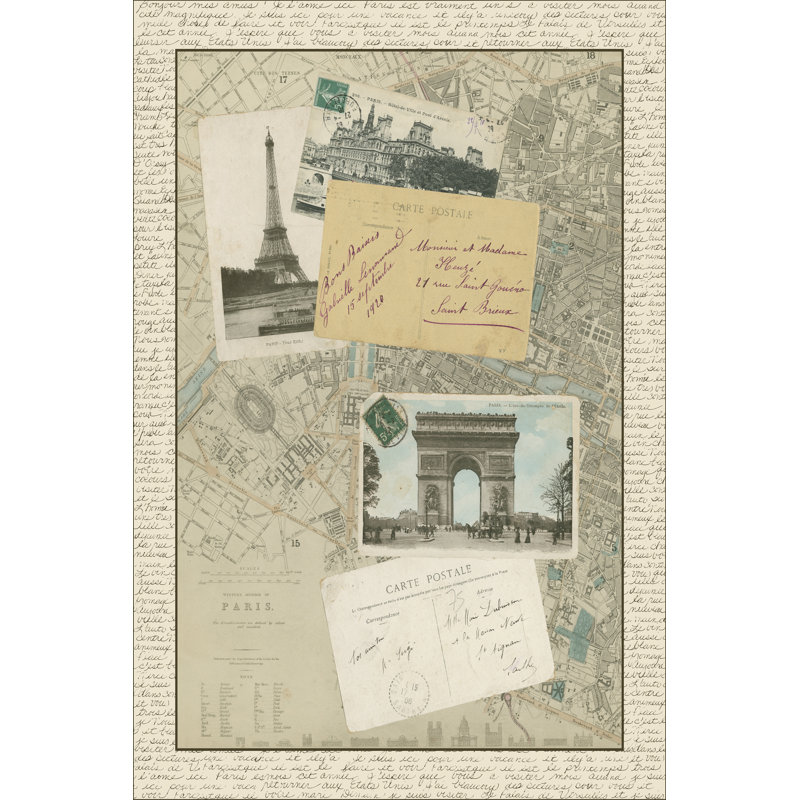Postcards From Paris (D) by Vision Studio - Wrapped Canvas Print, 46cm H x 30cm W x 3.8cm D